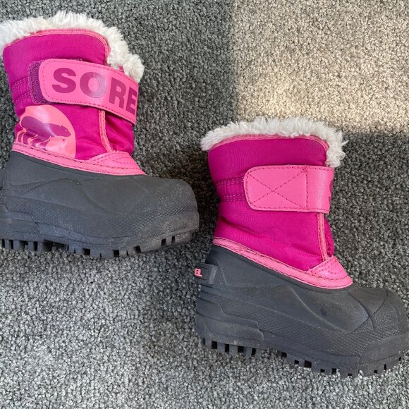 Sorel Other - Sorel Pink SNOW COMMANDER Furry Snow Boots Toddler Girls’ 4